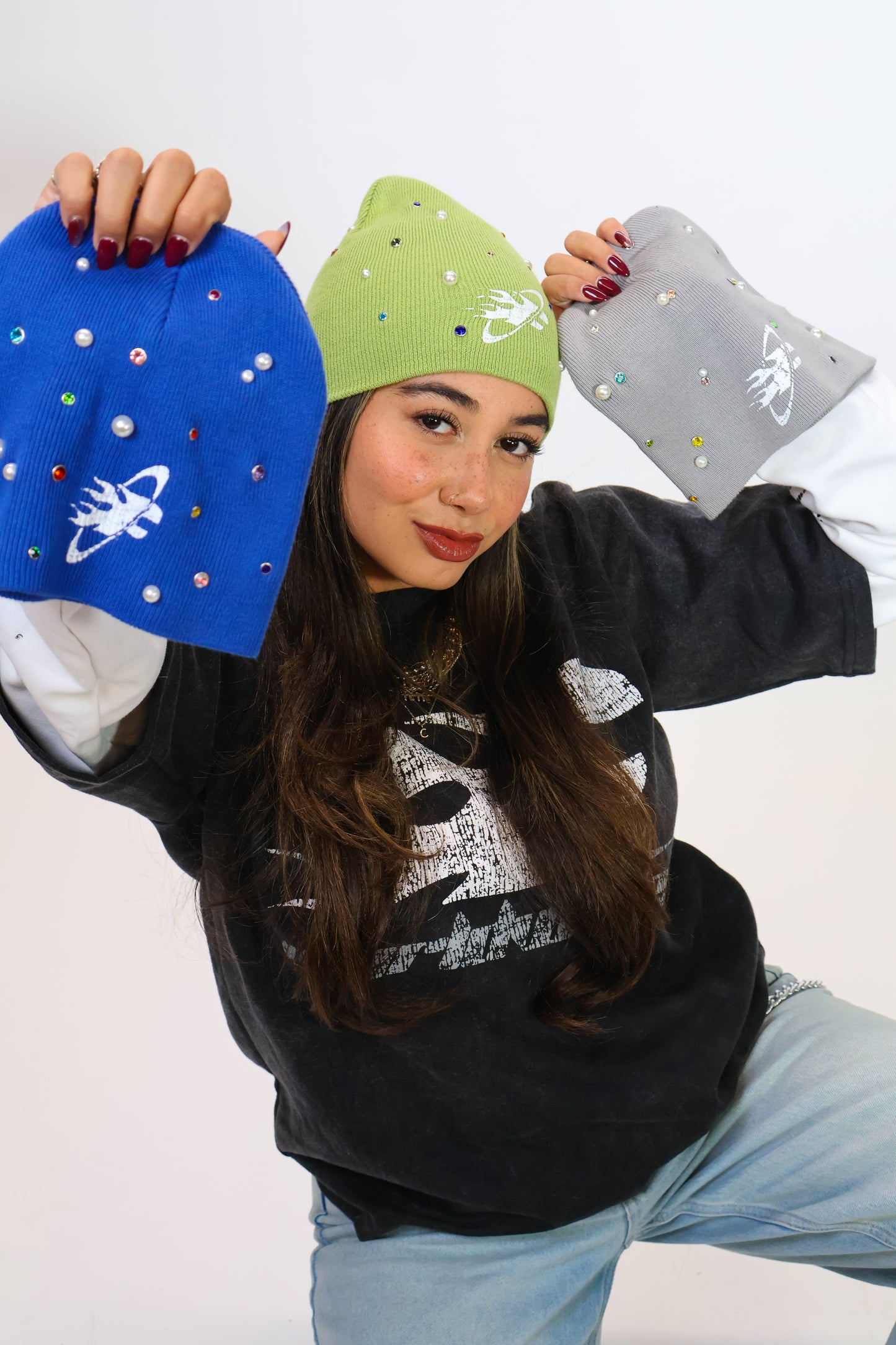 Ze'Flame Pearl & Stone Beanie